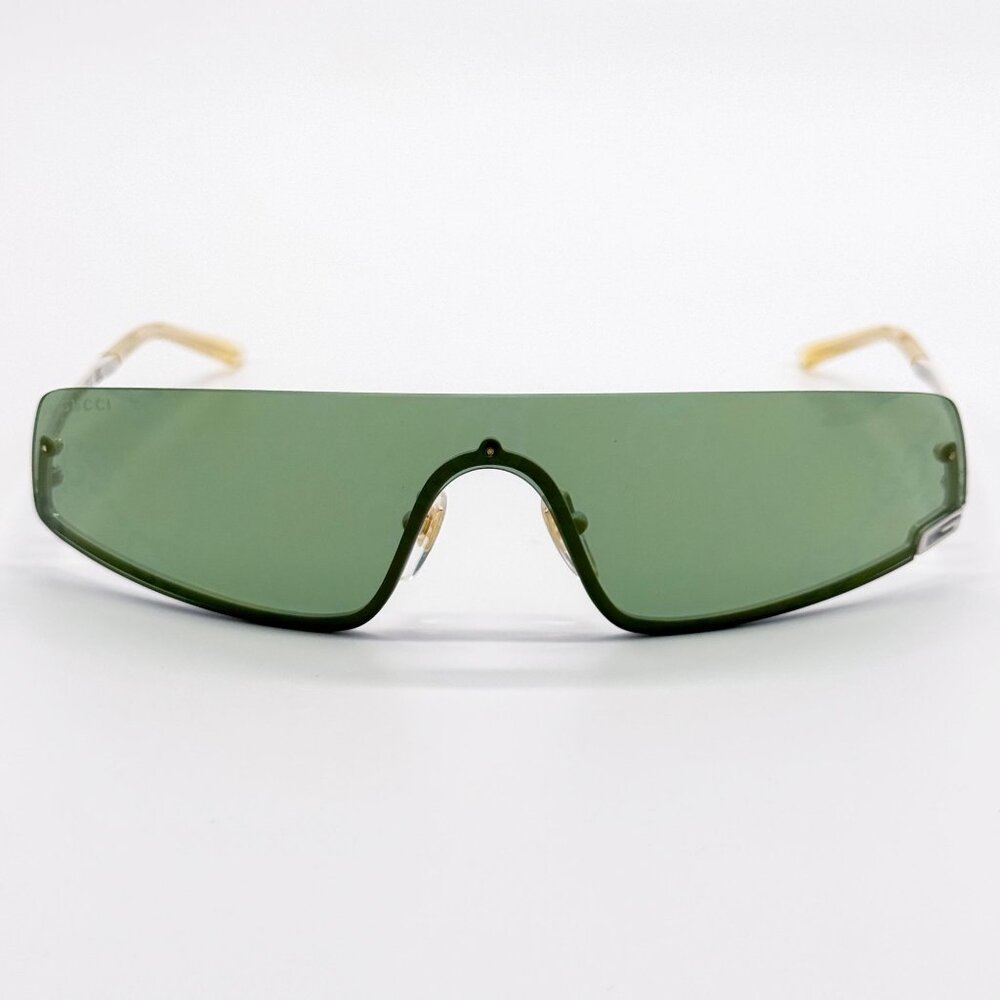 NEW GUCCI GG1561S 003 SHIELD IVORY GREEN UNISEX SUNGLASSES GUCCI - Picture 6 of 12